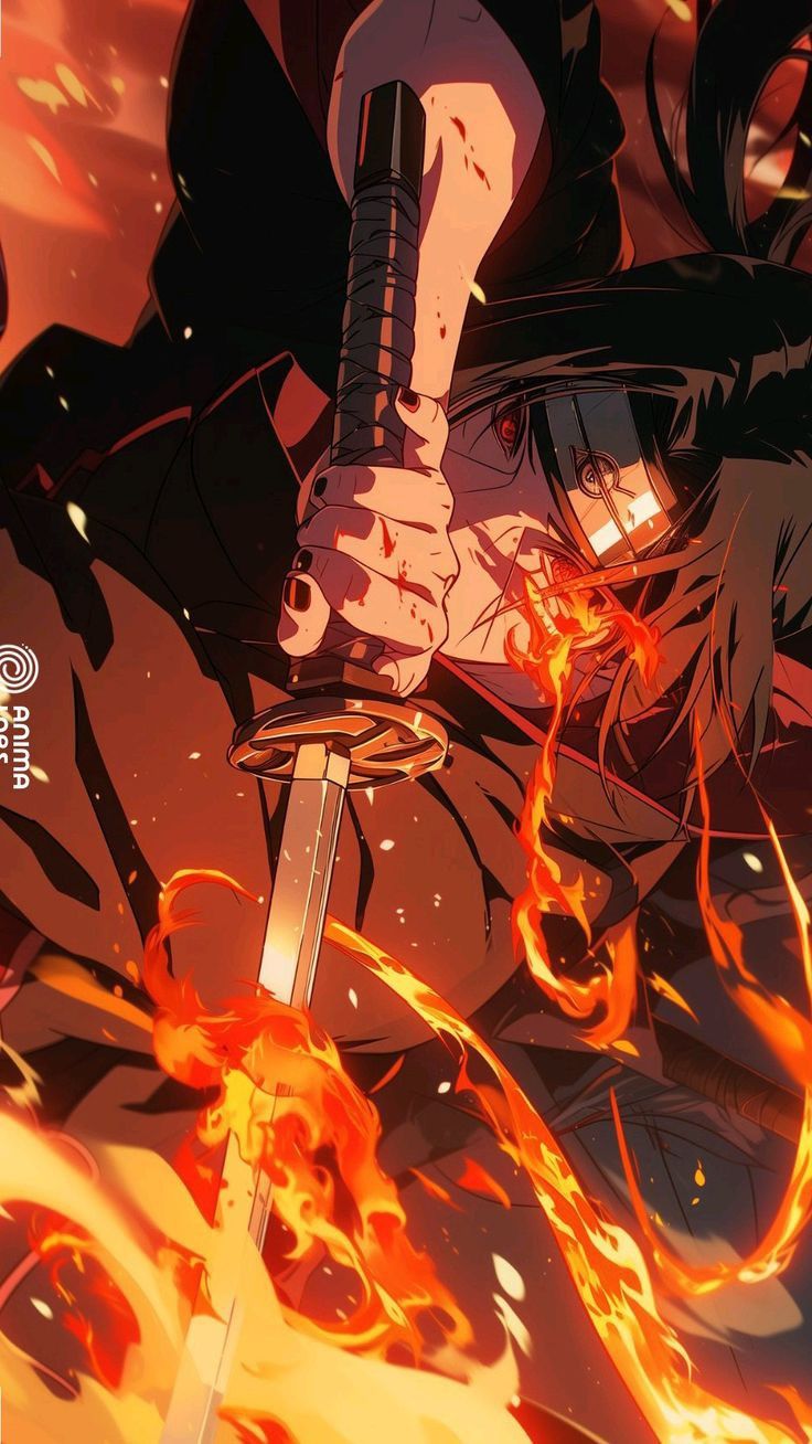 Itachi Uchiha con su katana, de la serie Naruto